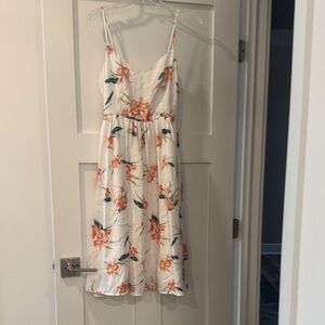 BB Dakota Floral Midi Dress in White and Orange